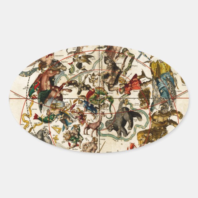 Celestial map.jpg oval sticker (Front)