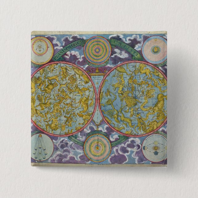 Celestial Map of the Planets 15 Cm Square Badge (Front)