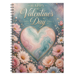 Celestial Marble Heart Valentine Garden Notebook