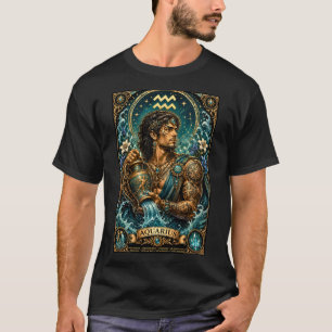 Celestial Masculine Zodiac Aquarius design T-Shirt