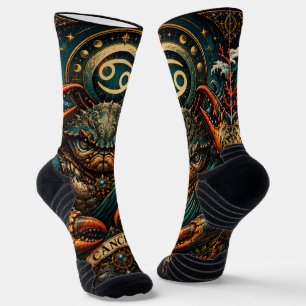 Celestial Masculine Zodiac Cancer design Socks