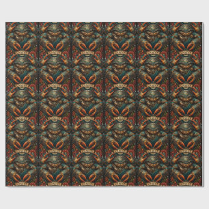 Celestial Masculine Zodiac Cancer design Wrapping Paper