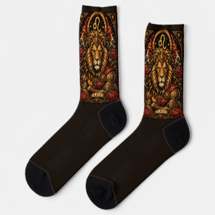 Celestial Masculine Zodiac Leo design Socks