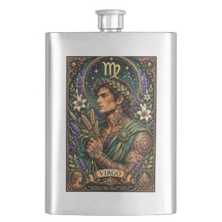 Celestial Masculine Zodiac Virgo design Hip Flask