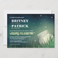 Celestial Mason Jar Firefly Wedding Invitations