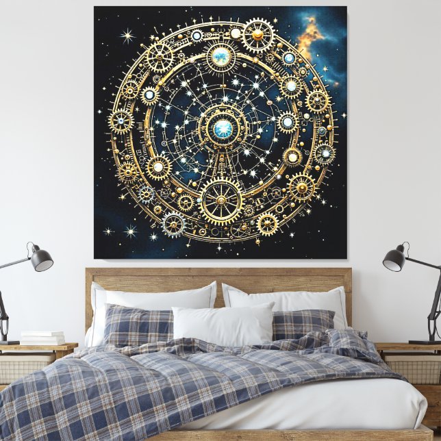 Celestial Mechanism Cosmic Art Canvas Print (Insitu(Bedroom))