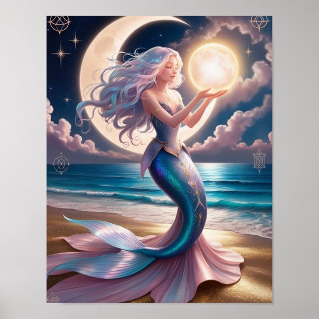 Celestial Mermaid Priestess Wall Art Poster (Front)