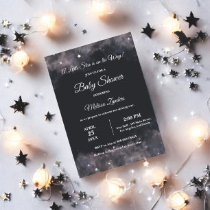 Celestial Midnight Baby Shower Baby Boy Watercolor Invitation