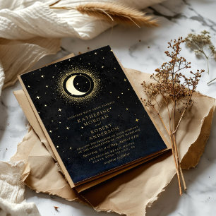 Celestial Midnight Black Stars Moon Wedding