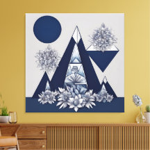 Celestial midnight bloom geometric AI art