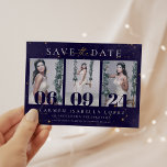 Celestial Midnight Blue and Gold Quinceanera Save The Date<br><div class="desc">Celestial Midnight Blue and Gold Quinceanera Save the Date</div>