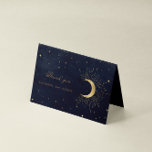 Celestial Midnight Blue Gold Stars Thank You Card<br><div class="desc">Our "Celestial Gold Wedding" collection features a beautiful crescent moon with gold stars in various designs on a velvet midnight blue background paired with elegant fonts. Easy to customise and you can choose among many more matching items from this collection in our store.</div>
