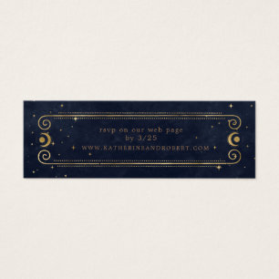 Celestial Midnight Blue Gold Wedding Website Card