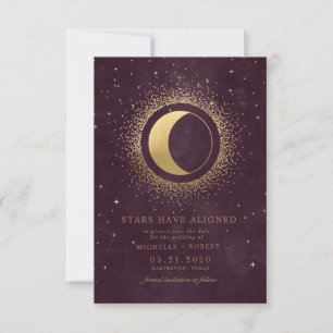 celestial midnight blue stars Photo Save The Date Invitation