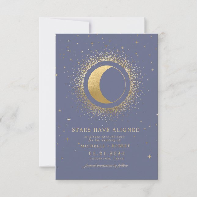 celestial midnight blue stars Photo Save The Date  Invitation (Front)