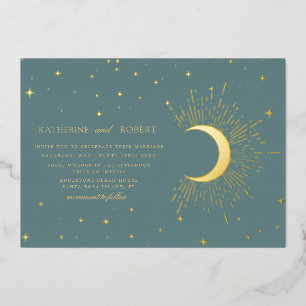 celestial midnight sage gold stars Wedding