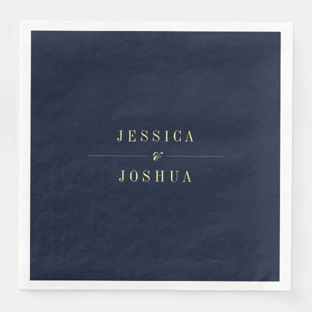Celestial Midnight Sky Navy Blue Wedding Napkin (Front)