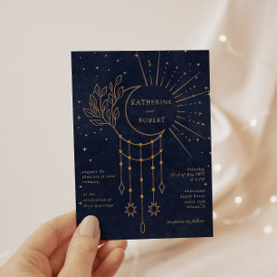 Celestial Midnight Stars Budget Photo Wedding Invitation