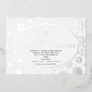 Celestial Midnight Stars Moon Sun Wedding Silver