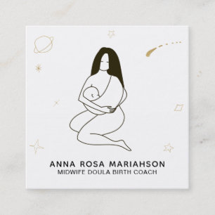 *~* Celestial Midwife Doula  Birth Pregnancy Square Business Card