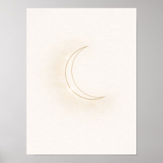 Celestial Minimal Moon Wall Art – Beige Crescent
