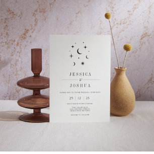 Celestial Minimalist Star Moon Simple Elegant Invitation