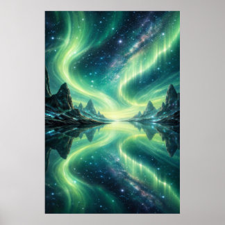 Celestial Mirror | Aurora Galaxy Reflection Poster