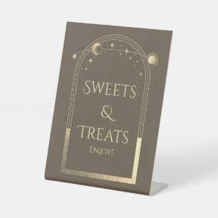 Celestial Mocha Gold Birthday Sweets & Treats Pedestal Sign