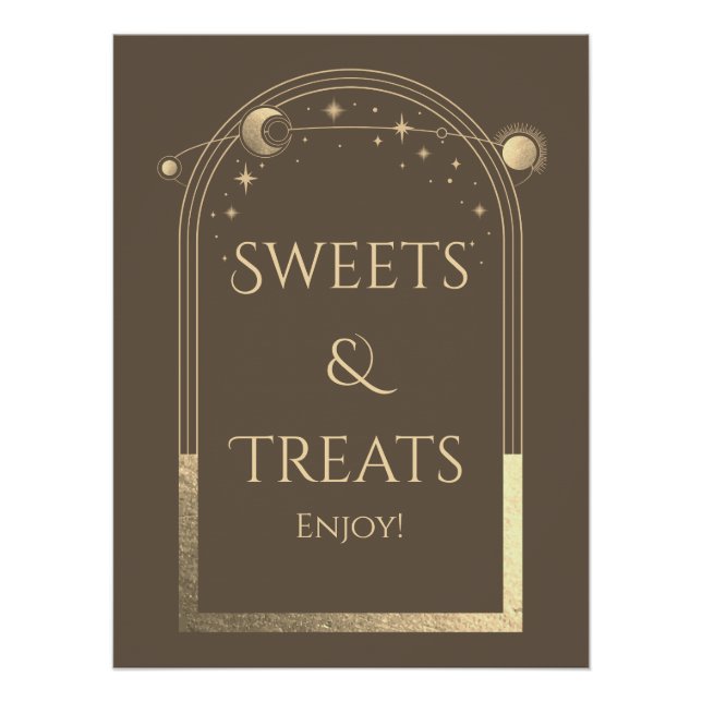 Celestial Mocha Gold Birthday Sweets & Treats Poster (Front)