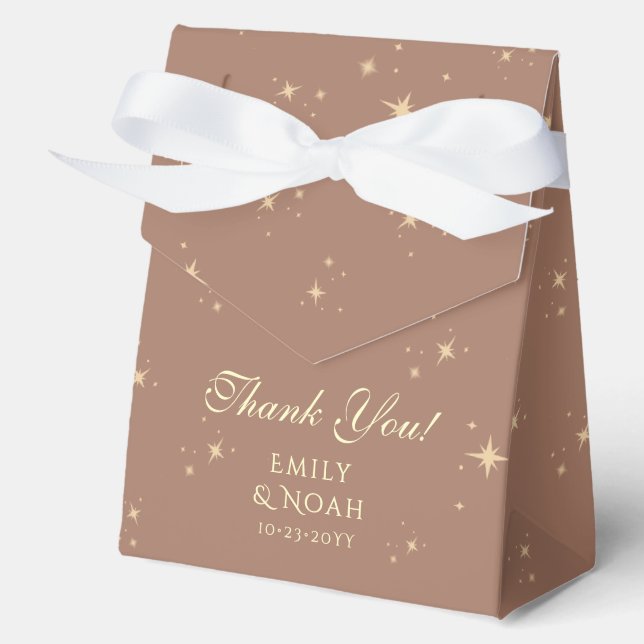 Celestial Mocha Gold Sun Moon Astronomy Wedding Favour Box (Front)