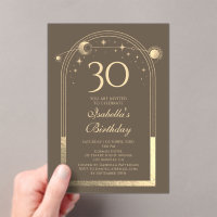 Celestial Mocha Gold Sun Moon Stars 30th Birthday