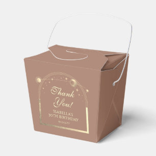 Celestial Mocha Gold Sun Moon Stars 30th Birthday Favour Box