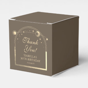 Celestial Mocha Gold Sun Moon Stars 30th Birthday Favour Box