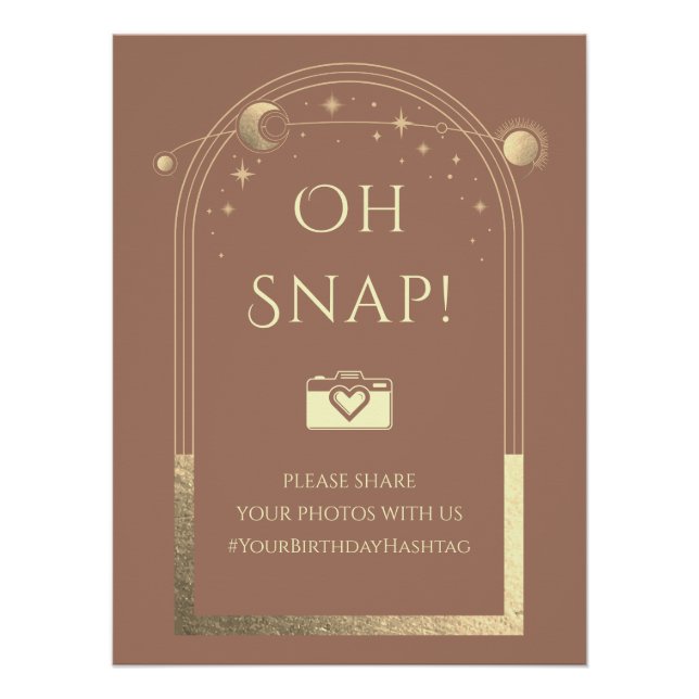 Celestial Mocha Gold Sun Moon Stars Oh Snap Poster (Front)