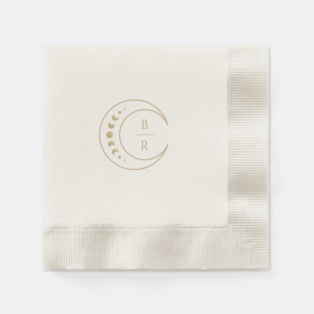 Celestial Monogram Wedding Paper Napkin (Front)