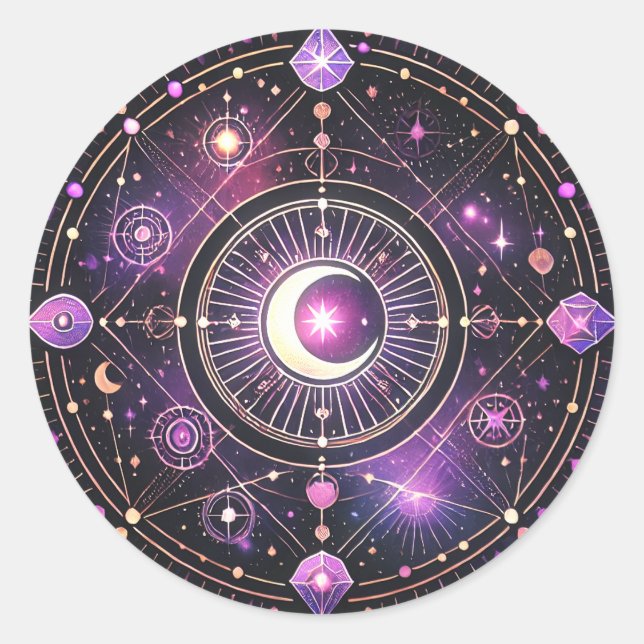 Celestial Moon and Gemstone Sticker | Mystical (Front)