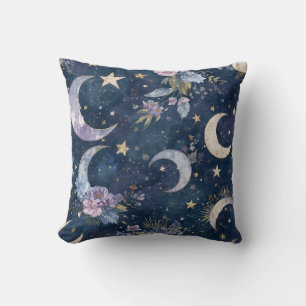 Celestial Moon and Star Home Decor Throw Pillow