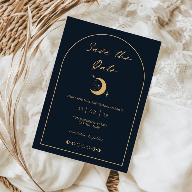 Celestial Moon and Stars Arch Save the Date Invitation (Creator Uploaded)