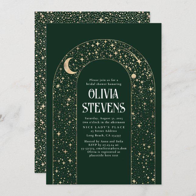 Celestial Moon and Stars Bridal Shower Invitation (Front/Back)