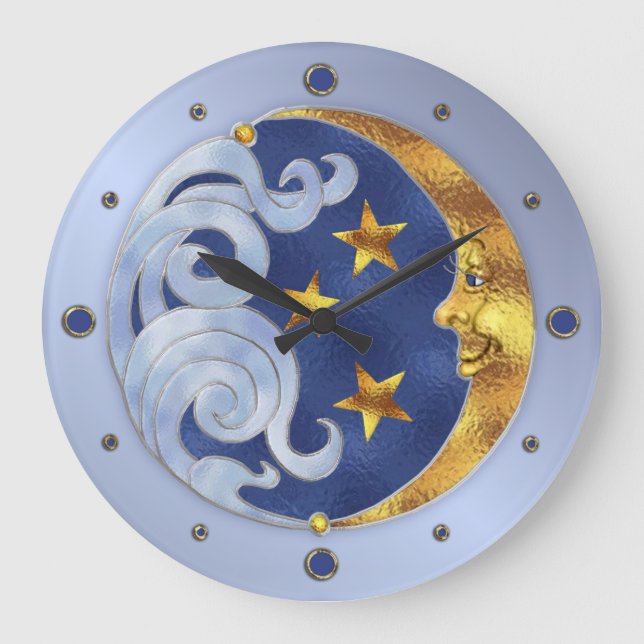 Celestial Moon and Stars Large Clock (Front)