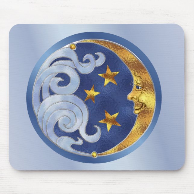 Celestial Moon and Stars Mouse Mat (Front)
