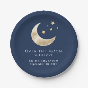 Celestial Moon and Stars Over the Moon Paper Plate