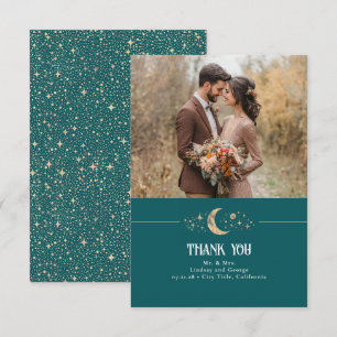 Celestial Moon and Stars Teal Thank You Photo