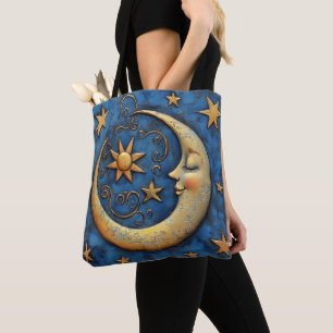 Celestial Moon and Stars Tote Bag