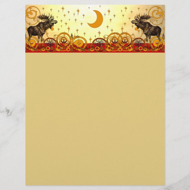 Celestial Moon and Stars Vintage Moose Christmas (Front)