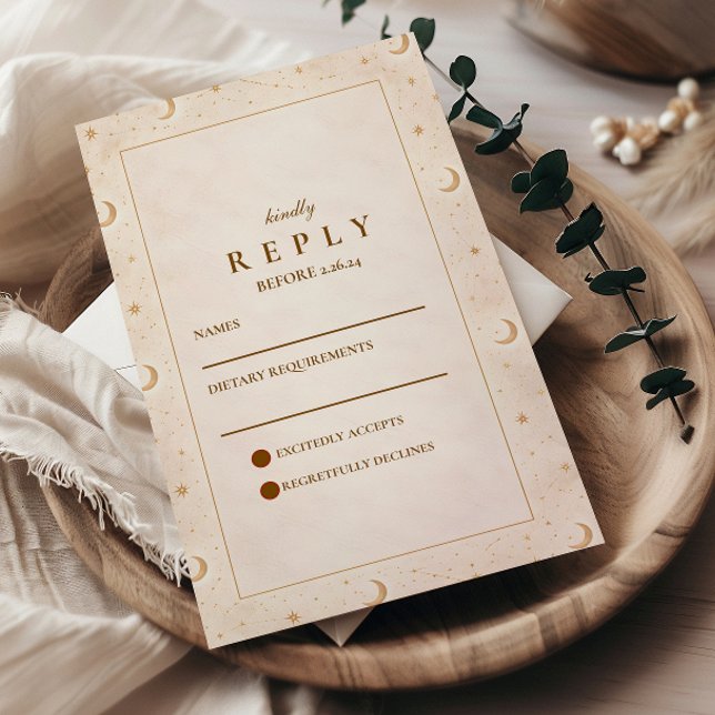 Celestial Moon And Stars Wedding RSVP Card (Creator Uploaded)