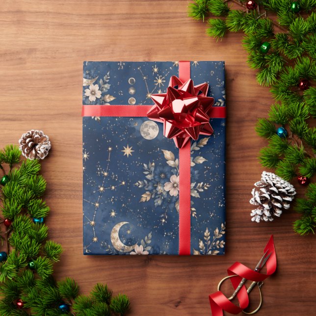 Celestial Moon and Stars Wrapping Paper for Her (Holiday Gift)