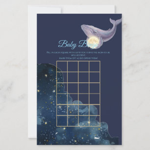 Celestial Moon Baby Bingo Game Card Whale & Moon
