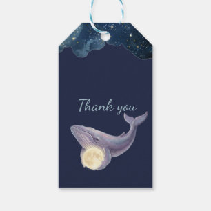 Celestial Moon Baby Shower Gift Tag Whale & Moon