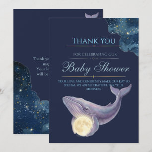 Celestial Moon Baby Shower Thank You Card Whale